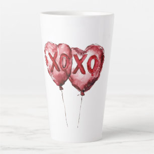 Rode XOXO Hart Ballonnen Latte Mok