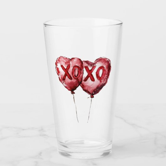 Rode XOXO hartballonnen Glas (Voorkant)