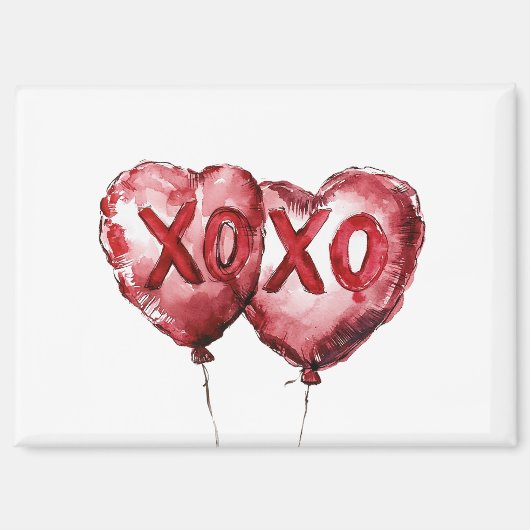 Rode XOXO hartballonnen Magneet (Voorkant)