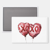Rode XOXO hartballonnen Magneet (Voorkant / Achterkant)