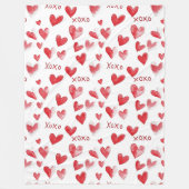 Rode XOXO-harten Fleece Deken (Voorkant)