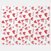 Rode XOXO-harten Fleece Deken (Voorkant (Horizontaal))