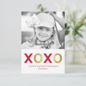 Rode XOXO Kinder Klaslokaal Foto Valentijnse Kaart (Staand voorkant)