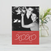 Rode XOXO Valentijnsdag-fotokaart Feestdagenkaart (Staand voorkant)