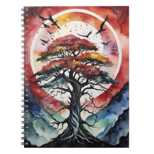 Rode Yggdrasil Levensboom Noorse heidense hekserij Notitieboek