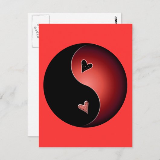 rode yin yang briefkaart (Voorkant / Achterkant)