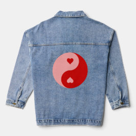 Rode Yin Yang hart valentijnen Denim Jacket
