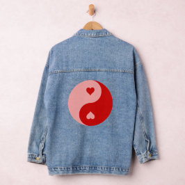 Rode Yin Yang hart valentijnen Denim Jacket