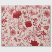 Rode Zachte Roze Ditsy Bloem Pastel Boho 70s Vinta Cadeaupapier (Vlak)
