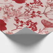 Rode Zachte Roze Ditsy Bloem Pastel Boho 70s Vinta Cadeaupapier (Hoek)