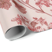 Rode Zachte Roze Ditsy Bloem Pastel Boho 70s Vinta Cadeaupapier (Rol Hoek)