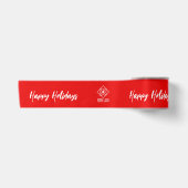 Rode Zakelijk Logo Merk Christmas Satijnen Lint (Voorkant)