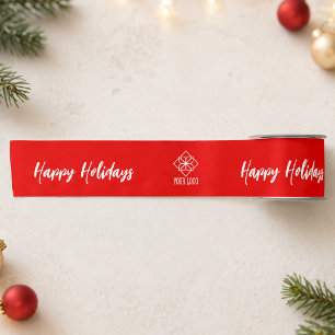 Rode Zakelijk Logo Merk Christmas Satijnen Lint