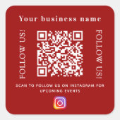 Rode Zakelijke qr-code Instagram Vierkante Sticker (Voorkant)