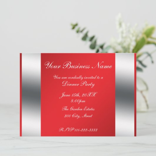 Rode zakelijke uitnodiging (Staand voorkant)