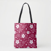Rode Zakura Patroon Tote Tas (Voorkant)