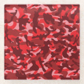 Rode Zalm Camouflage Glazen Onderzetter (Voorkant)