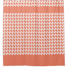 Rode zalm en witte moderne scherpe golven douchegordijn