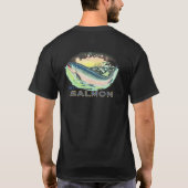 Rode zalm -  etiket voor voedselkratten t-shirt (Achterkant)
