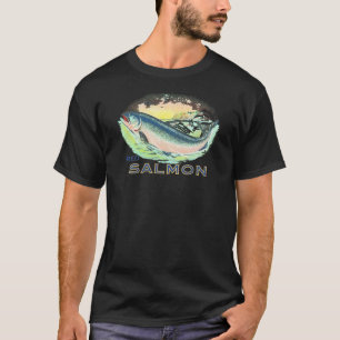 Rode Zalm - het Vintage Etiket van het Krat van T-shirt