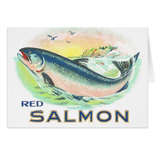 Rode Zalm - Oude Voedsel Kist Label (Voorkant Horizontaal)