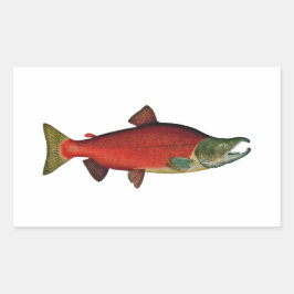 Rode zalm (paaifase) rechthoekige sticker