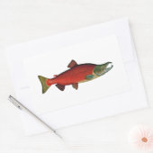 Rode zalm (paaifase) rechthoekige sticker (Envelop)