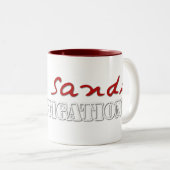 Rode zand logo mokken (Voorkant rechts)