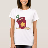 Rode zandemmer met ster en schep t-shirt (Voorkant)