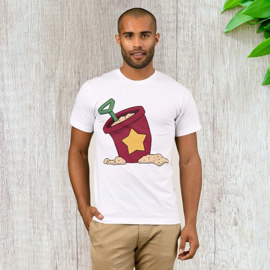 Rode zandemmer met ster en schep t-shirt