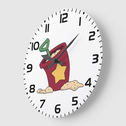 Rode zandemmer met ster en schop grote klok (Hoek)