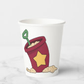 Rode zandemmer met ster en schop papieren bekers (Voorkant)