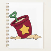 Rode zandemmer met ster en schop planner (Voorkant)