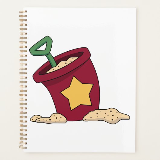 Rode zandemmer met ster en schop planner (Voorkant)