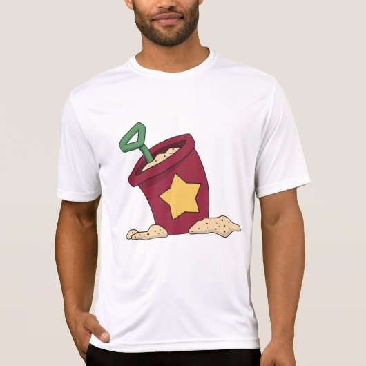 Rode zandemmer met ster en schop t-shirt (Voorkant)