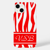 Rode Zebra Afdrukken met monogram Case-Mate iPhone Case (Achterkant)