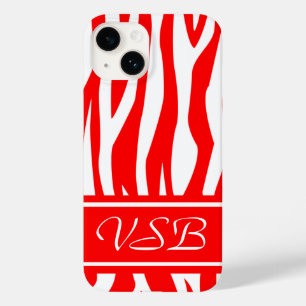 Rode Zebra Afdrukken met monogram Case-Mate iPhone 14 Hoesje