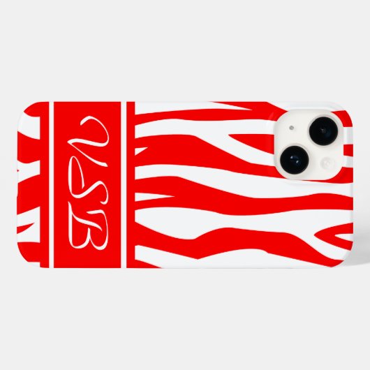 Rode Zebra Afdrukken met monogram Case-Mate iPhone Case (Achterkant (horizontaal))
