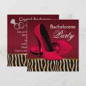 Rode Zebra Bachelorette Uitnodigingen (Voorkant / Achterkant)