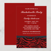 Rode Zebra Bachelorette Uitnodigingen (Voorkant / Achterkant)