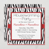 Rode Zebra drukt foto's van Housewarming Party Kaart (Voorkant / Achterkant)