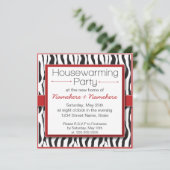 Rode Zebra drukt foto's van Housewarming Party Kaart (Staand voorkant)