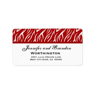 Rode Zebra Flame Print Bruiloft Sjabloon Etiket