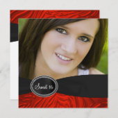 Rode Zebra Foto Sweet 16 Verjaardagsfeest Kaart (Voorkant / Achterkant)