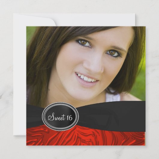 Rode Zebra Foto Sweet 16 Verjaardagsfeest Kaart (Voorkant)