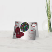 Rode Zebra Hoge Hak Schoenen Disco Bedankt Kaarten (Voorkant)