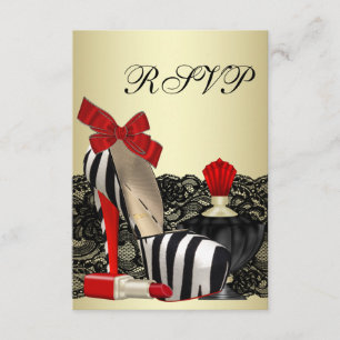 Rode Zebra Hoge Hak Schoenen Rode Zebra Feest RSVP Kaartje