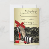 Rode Zebra Hoge Hak Schoenen Rode Zebra Feest RSVP Kaartje (Achterkant)