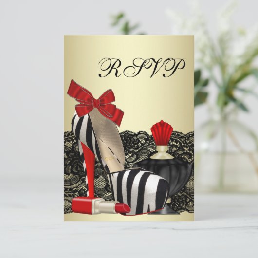 Rode Zebra Hoge Hak Schoenen Rode Zebra Party RSVP (Staand voorkant)