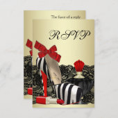 Rode Zebra Hoge Hak Schoenen Rode Zebra Party RSVP (Voorkant / Achterkant)